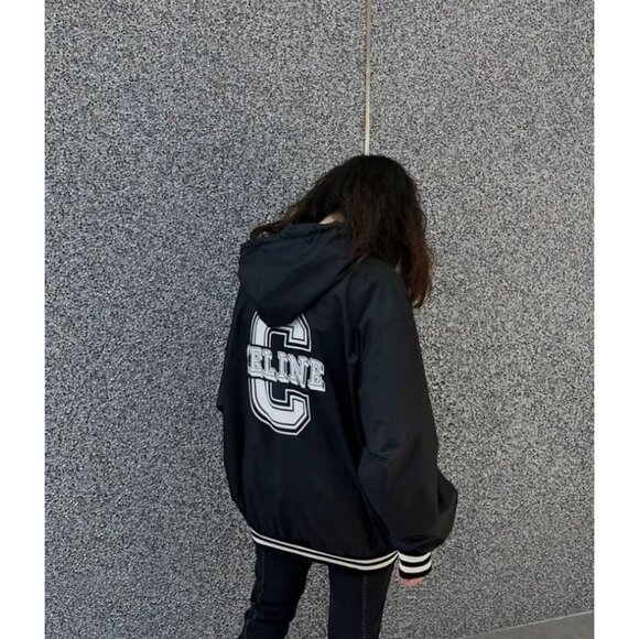 Celine Black cotton hooded varsity jacket - Picture 9 of 9